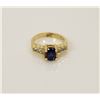 Image 1 : 10) 14K YELLOW GOLD DIAMOND & BLUE SAPPHIRE RING