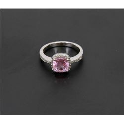 12) 14K WHITE GOLD DIAMOND & GLASS GEMSTONE RING