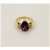 Image 1 : 13) 14K YELLOW GOLD DIAMOND & AMETHYST RING
