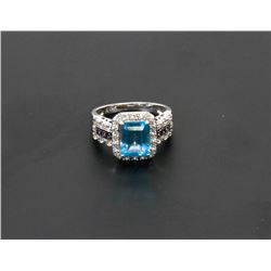 14) 14K WHITE GOLD MULTI-GEMSTONE RING