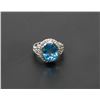 Image 1 : 15) 14K WHITE GOLD DIAMOND & BLUE TOPAZ RING