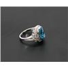 Image 3 : 15) 14K WHITE GOLD DIAMOND & BLUE TOPAZ RING