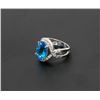 Image 2 : 16) 18K WHITE GOLD DIAMOND & BLUE TOPAZ RING