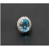 Image 1 : 17) 14K WHITE GOLD DIAMOND & BLUE TOPAZ RING
