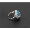 Image 3 : 17) 14K WHITE GOLD DIAMOND & BLUE TOPAZ RING