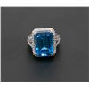 Image 1 : 18) 14K WHITE GOLD DIAMOND & BLUE TOPAZ RING