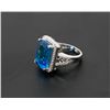 Image 2 : 18) 14K WHITE GOLD DIAMOND & BLUE TOPAZ RING