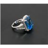 Image 3 : 18) 14K WHITE GOLD DIAMOND & BLUE TOPAZ RING