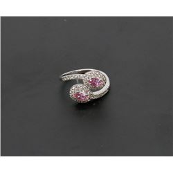 24) 14K WHITE GOLD DIAMOND & PINK SAPPHIRE RING