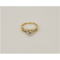31) 14K YELLOW & WHITE GOLD DIAMOND & CZ RING