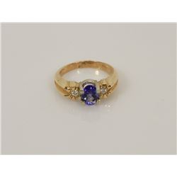 39) 14K WHITE & Y. GOLD DIAMOND & TANZANITE RING
