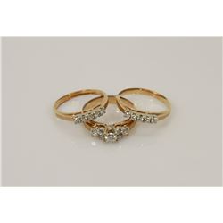 43) 14K YELLOW GOLD DIAMOND 3PC WEDDING SET