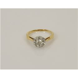 47) 14K WHITE & YELLOW GOLD DIAMOND CLUSTER RING