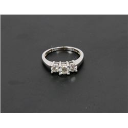 50) 14K WHITE GOLD AND 3 DIAMOND RING