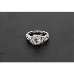60) 18K WHITE GOLD DIAMOND & CUBIC ZIRCONIA RING