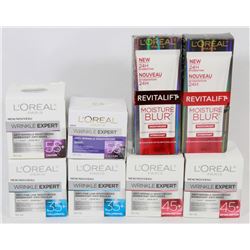 BAG OF ASSORTED LOREAL PARIS WRINKLE CREAMS