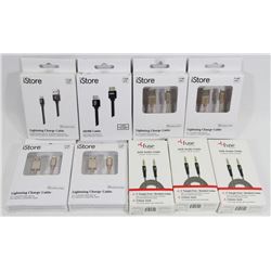 BAG OF ASSORTED CABLES, MOSTLY IPHONE