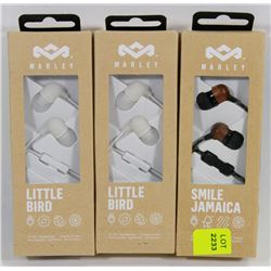 LOT OF 3 MARLEY EARBUD HEADPHONES