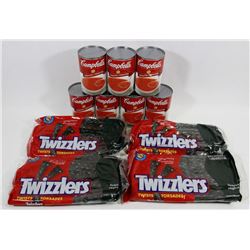 BAG OF TWIZZLERS AND SOUP