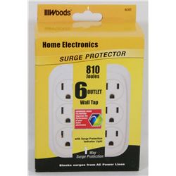 NEW WOODS 6 OUTLET WALL TAP SURGE PROTECTOR