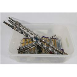 SMALL TOTE OF DRILL BITS