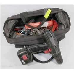 BLACK AND DECKER TOOL BAG WITH TOOLS, INCLUDING