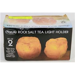 SET OF 2 ROCK SALT TEA LIGHT HOLDERS