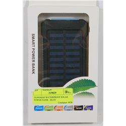 20,000MAH WATERPROOF SOLAR POWER BANK - BLUE