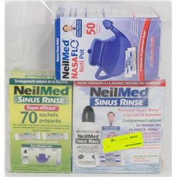 BAG OF ASSORTED SINUS CLEANING SUPPLIES