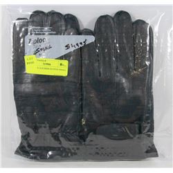 2PK MENS LEATHER GLOVES SMALL