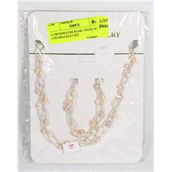 4) FRESHWATER PEARL NECKLACE AND BRACELET SET