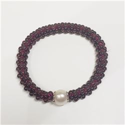 5) FRESHWATER PEARL GARNET BRACELET