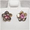Image 1 : 7) 10K TOURMALINE MOTHER OF PEARL FLOWER EARRINGS