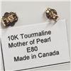 Image 4 : 7) 10K TOURMALINE MOTHER OF PEARL FLOWER EARRINGS
