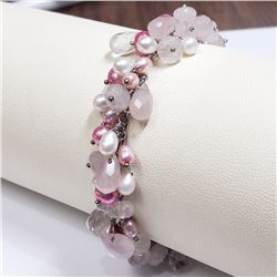 11) STERLING SILVER PEARL CUBIC ZIRCONIA BRACELET