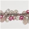 Image 4 : 11) STERLING SILVER PEARL CUBIC ZIRCONIA BRACELET