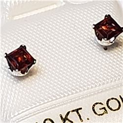 16) 10K WHITE GOLD GARNET EARRINGS