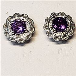 20) STERLING SILVER AMETHYST EARRINGS