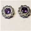 Image 1 : 20) STERLING SILVER AMETHYST EARRINGS