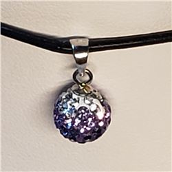 24) STERLING SILVER CZ PURPLE CRYSTAL BALL PENDANT
