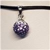 Image 2 : 24) STERLING SILVER CZ PURPLE CRYSTAL BALL PENDANT