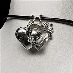 32) STERLING SILVER 2 HEART PENDANT