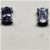 Image 1 : 35) STERLING SILVER TANZANITE OVAL EARRINGS