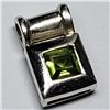 Image 1 : 39) STERLING SILVER PERIDOT SQUARE PENDANT