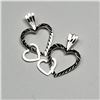 Image 2 : 45) STERLING SILVER 2 HEARTS PENDANT