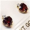 Image 1 : 47) 10K GOLD GARNET CUBIC ZIRCONIA EARRINGS