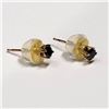 Image 3 : 52) 14K BLACK DIAMOND & MOTHER OF PEARL EARRINGS
