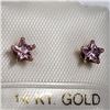 Image 1 : 55) 14K YELLOW GOLD PINK CZ EARRINGS