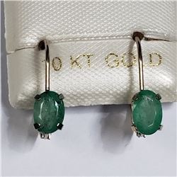 61) 10K YELLOW GOLD EMERALD EARRINGS