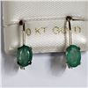 Image 1 : 61) 10K YELLOW GOLD EMERALD EARRINGS